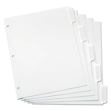 Oxford Custom Label Tab Dividers w/Tab Labels, 5-Tab, 11 x 8.5, White, PK5 11313
